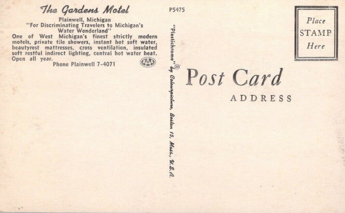 The Gardens Motel (Garden Motel) - Old Postcard View (newer photo)